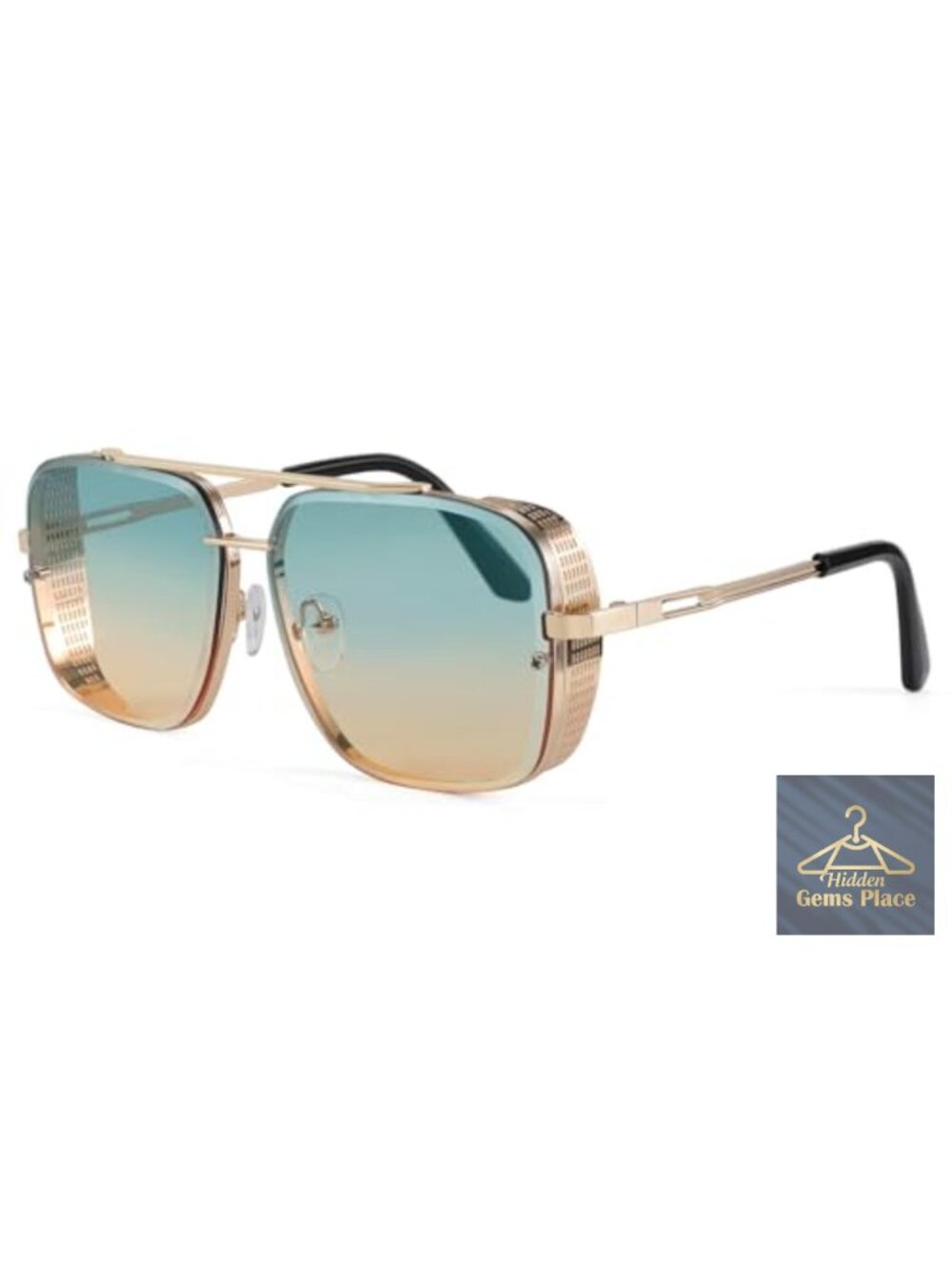 Vintage Square Pilot Sunglasses Polarized UV400 Metal Frame